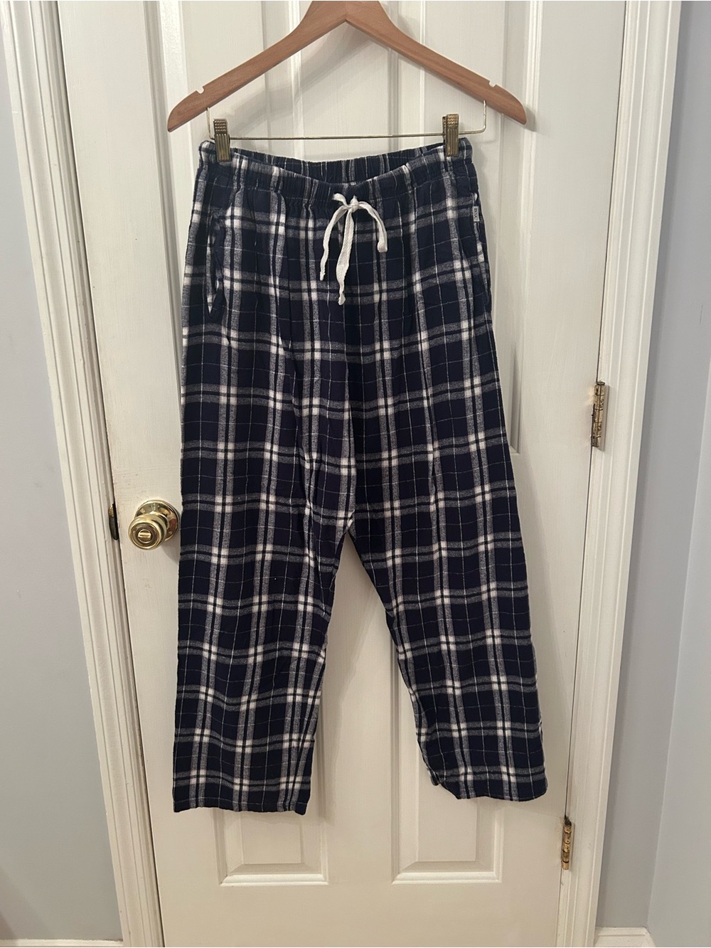 Navy and White Plaid Drawstring Pj’s